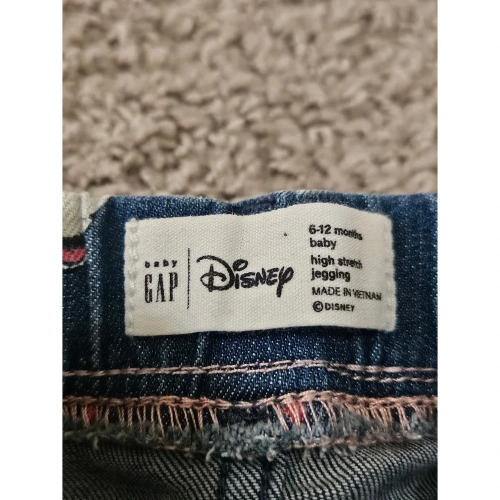Gap Disney Minnie Mouse High Stretch Jeggings Blue Denim Pink Baby 6-12 Months